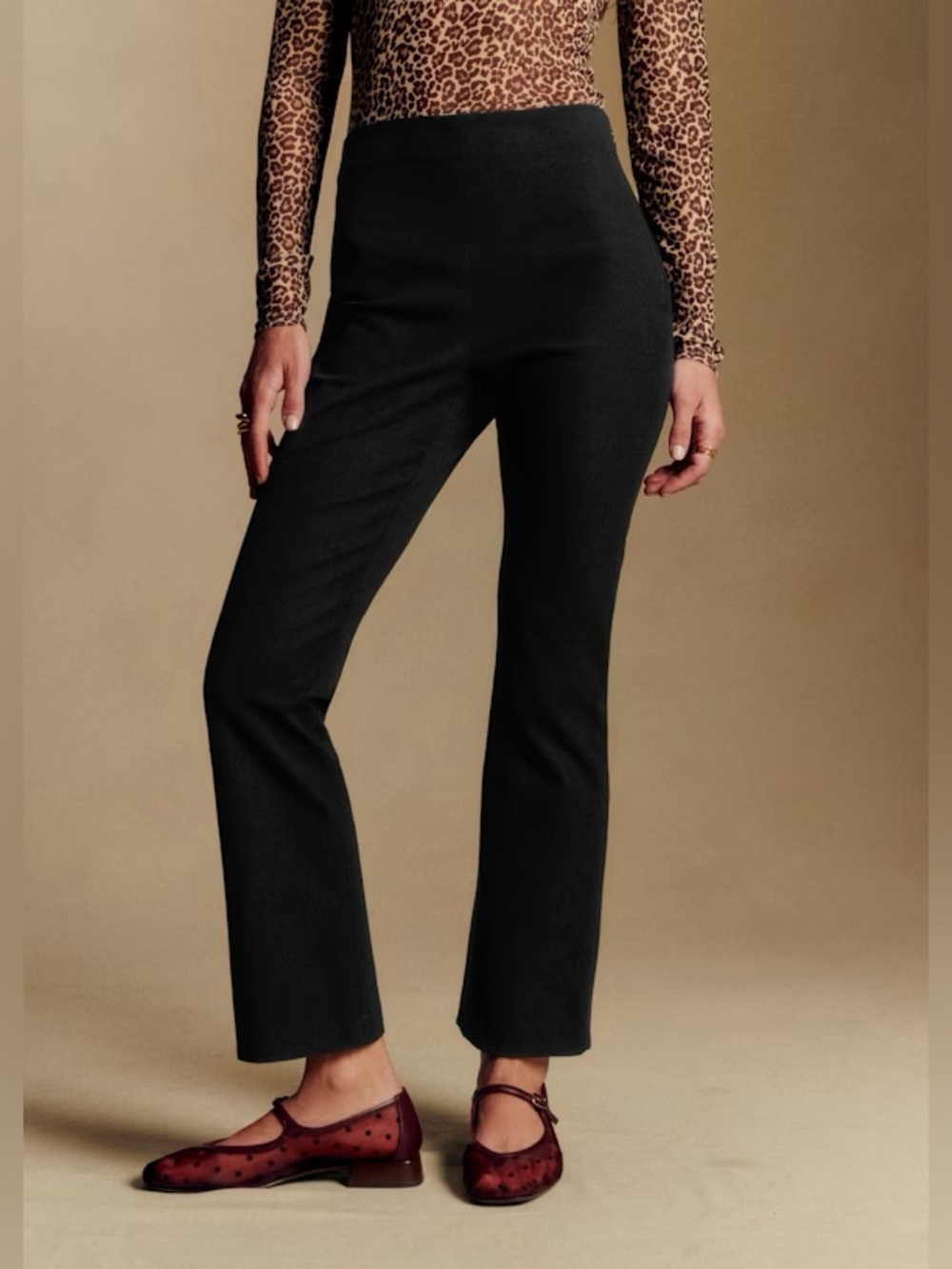 SEZANE Ciara Black Trousers Flared High Waist Organic Size 38